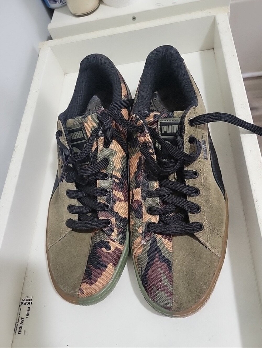 Puma Men's Camouflage Lace-Up Sneakers in Olive/Black 10.5